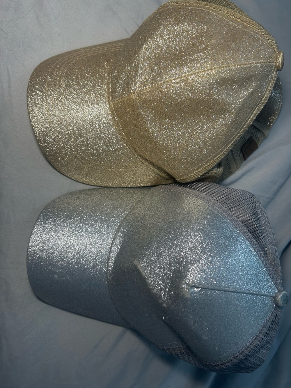 Set of 2 Sparkle Trucker Hats - Gold & Silver
